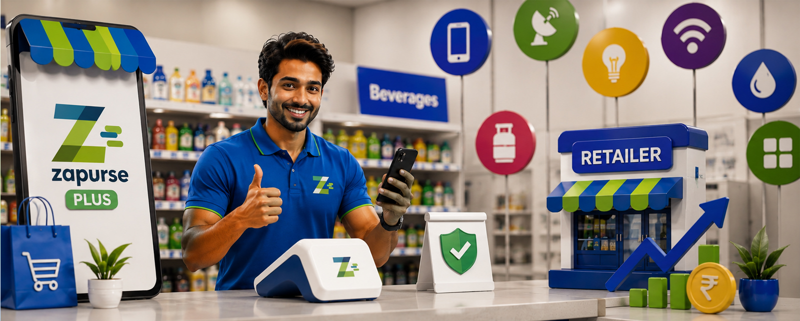 Shop owner accepting UPI payment from customer using QR code